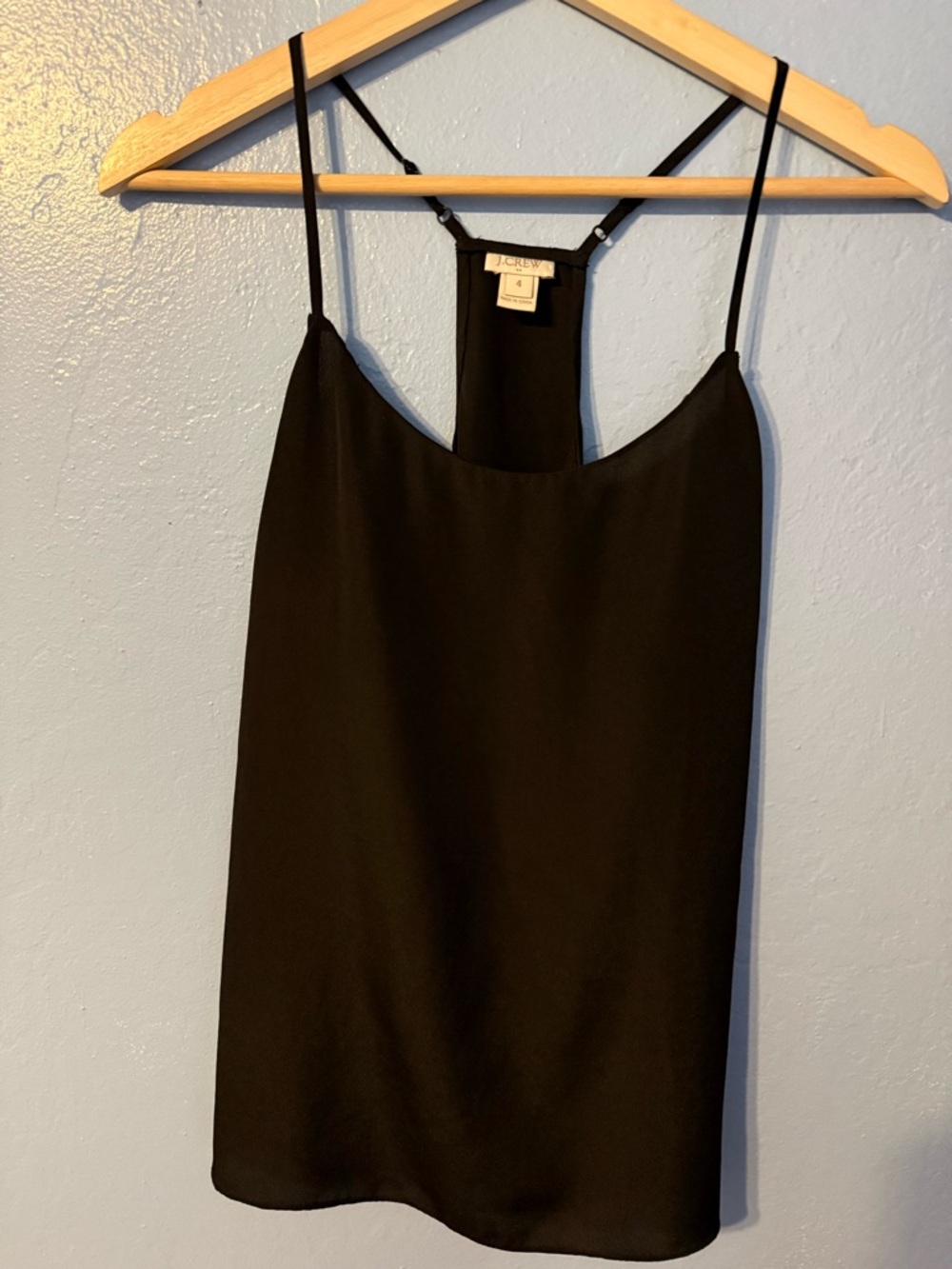 J. Crew Black Spaghetti-Strap Cami with Racerback Detail
